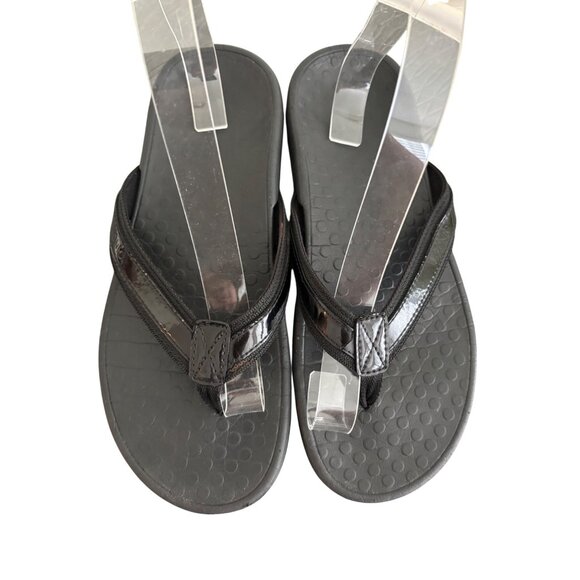 Vionic Womens Tide Black Leather Orthopedic Sandals Comfortable Arch Support - Picture 5 of 7